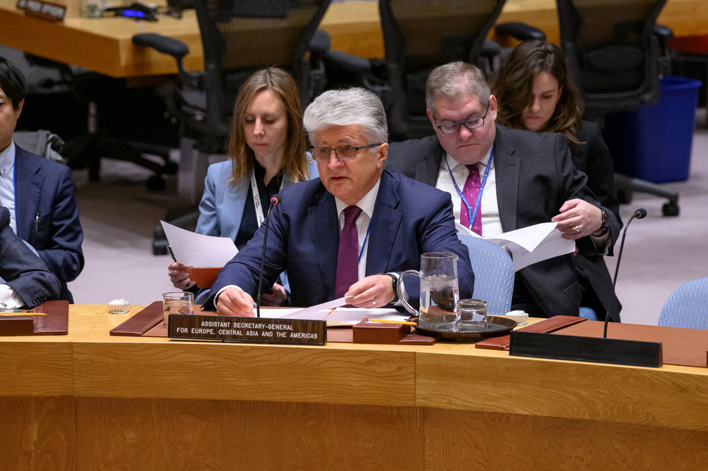 Помощник Генерального секретаря ООН Мирослав Енча на заседании Совета Безопасности.